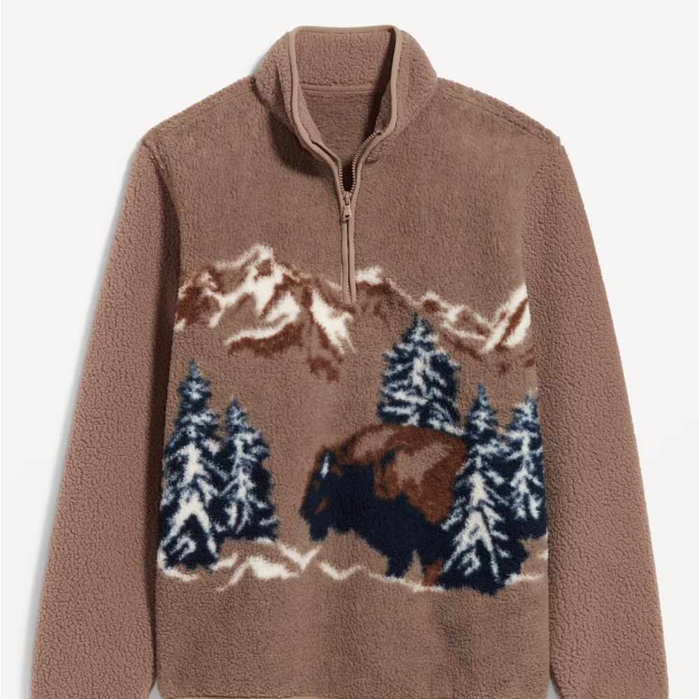 NWT Old Navy Bison Buffalo Quarter Zip Sherpa Size Medium